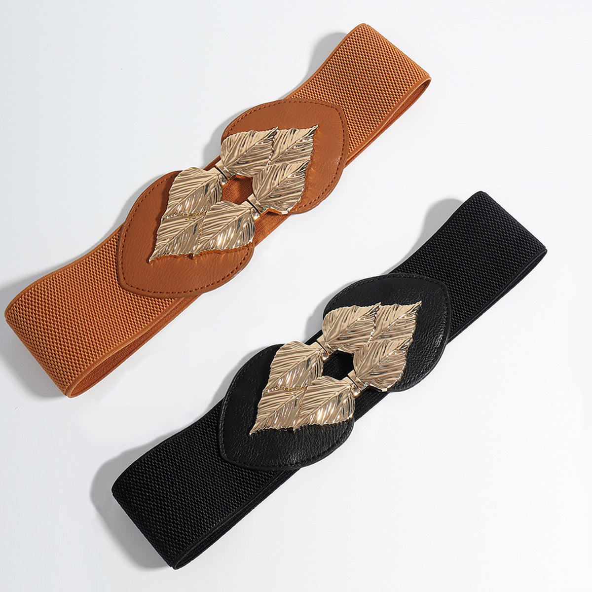 Alloy Leaf Buckle Elastic Belt Easy Apparels
