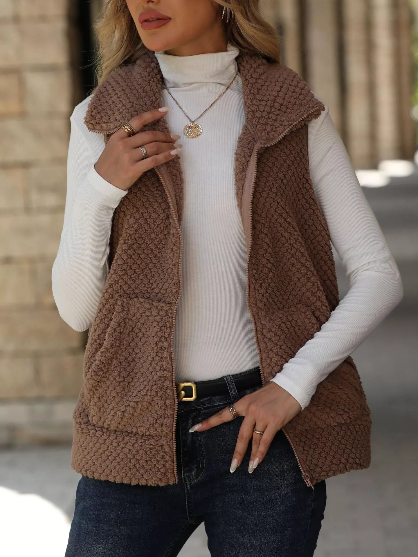 Zip-Up Vest Coat Easy Apparels