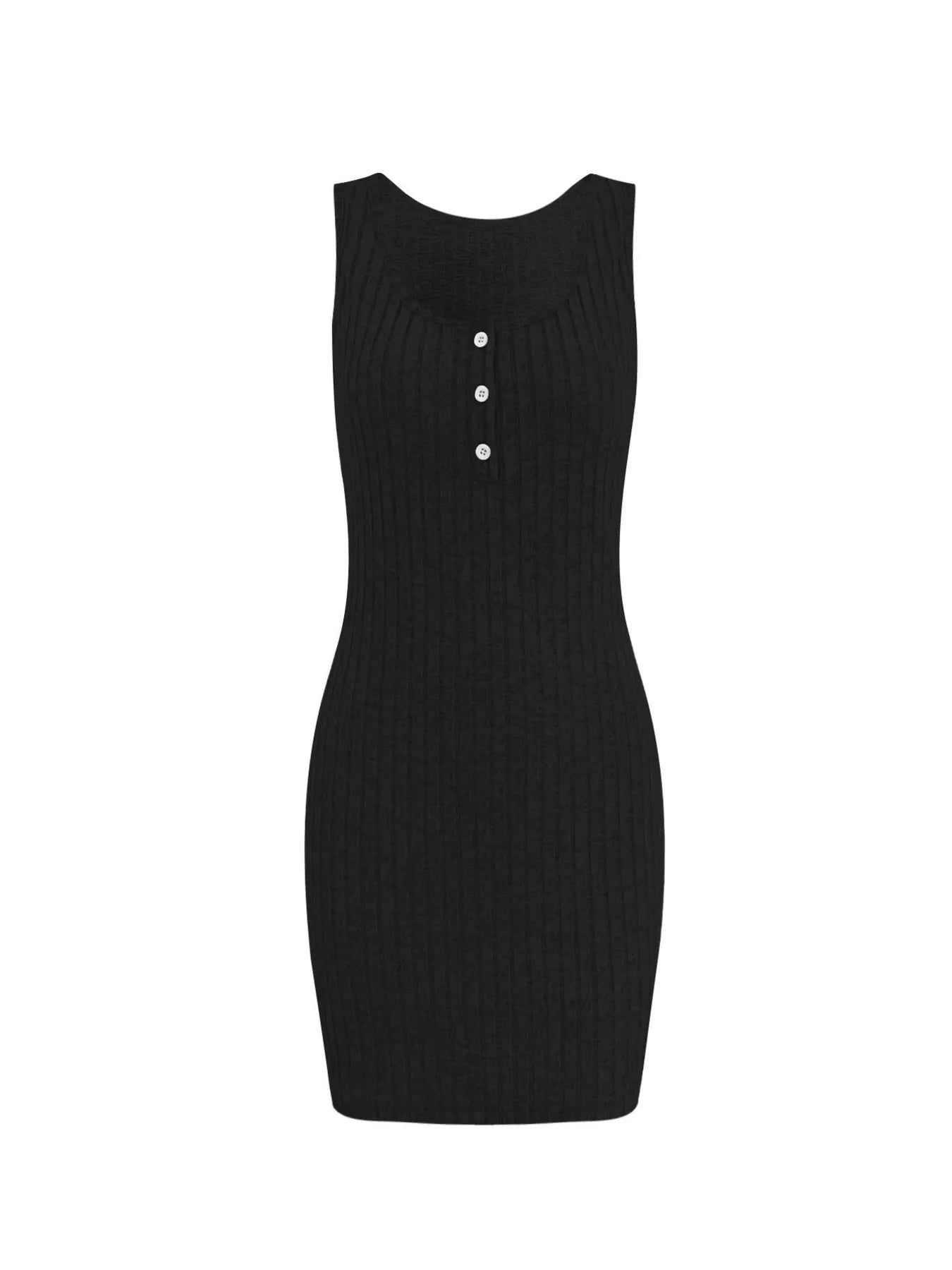 Ribbed Button Front Dress and Cardigan Sweater Set Easy Apparels
