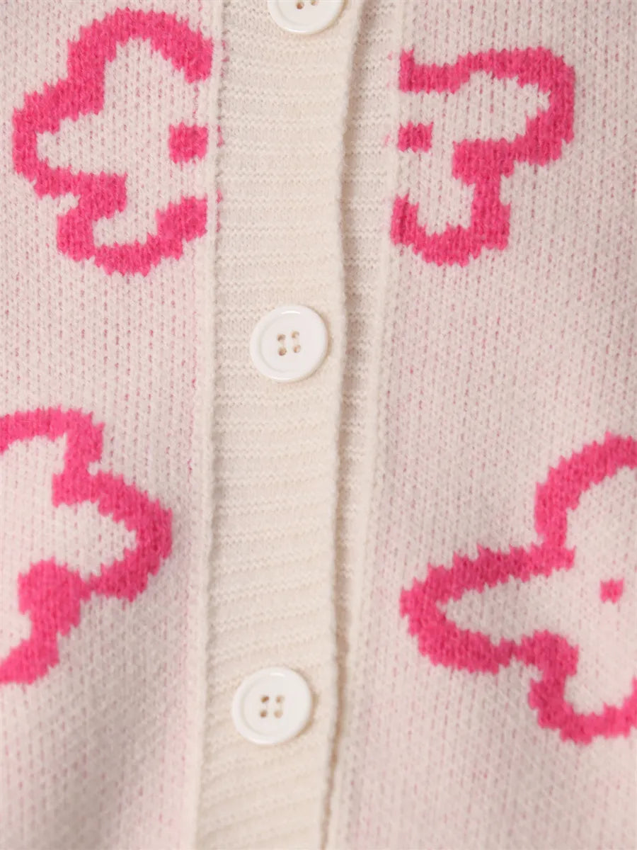 Floral Pattern Button-Up Cardigan Easy Apparels