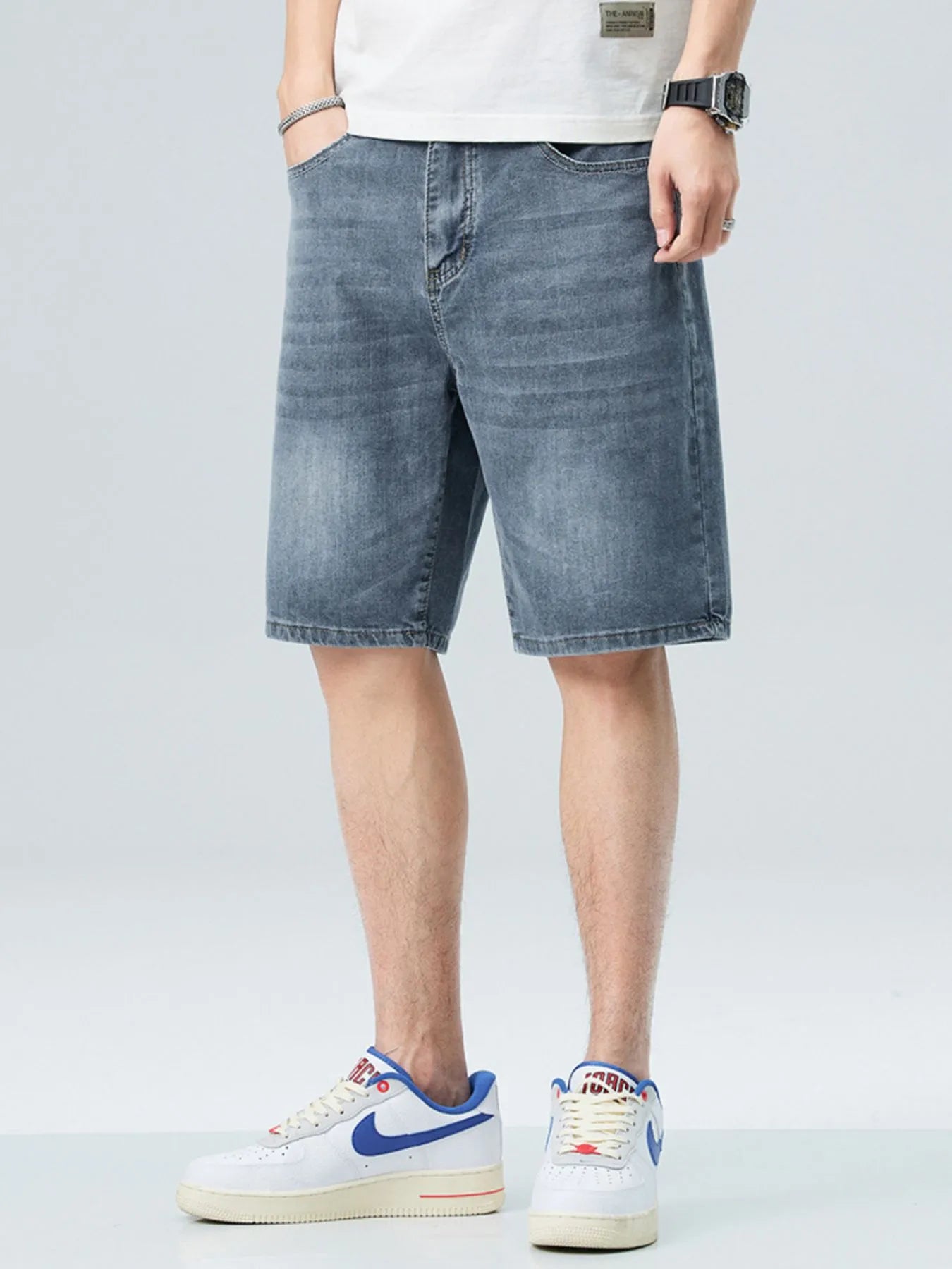 Men's Washed Denim Shorts with Pockets Easy Apparels