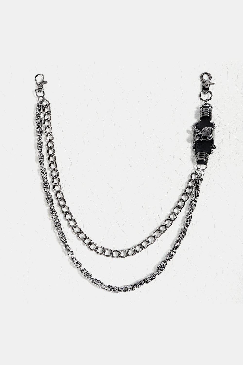 Double Layer Alloy Chain Belt Black One Size Easy Apparels