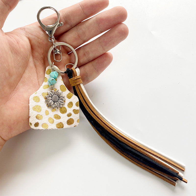 Turquoise Fringe Detail Key Chain Style E One Size Easy Apparels