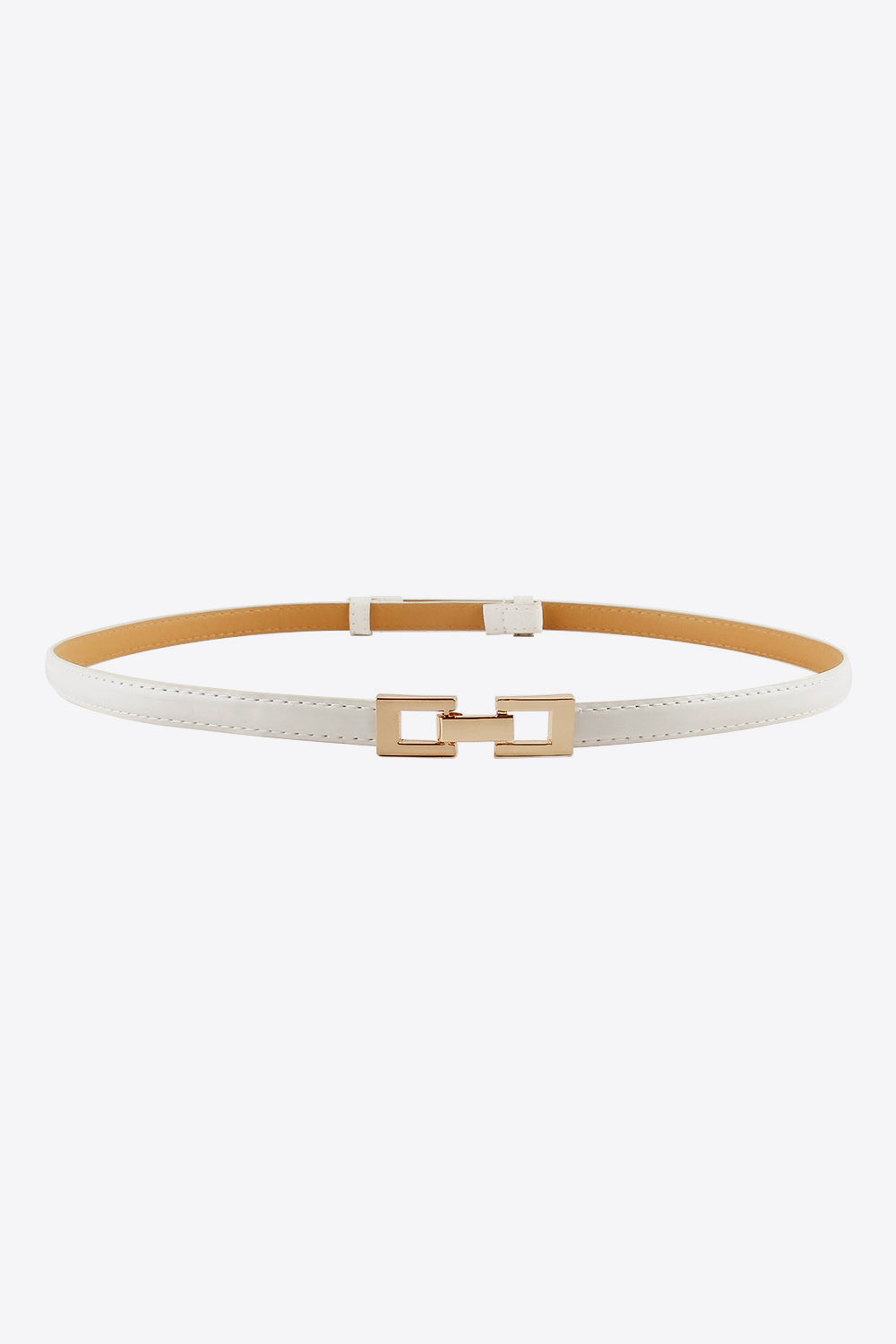 PU Skinny Belt White One Size Easy Apparels