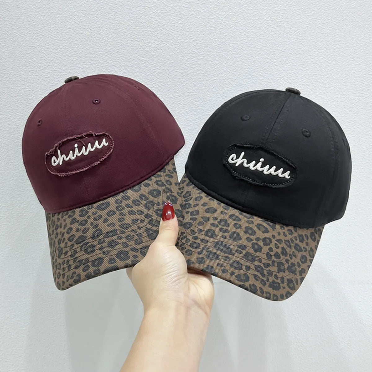 Leopard Print Baseball Cap with Embroidered Letter Easy Apparels