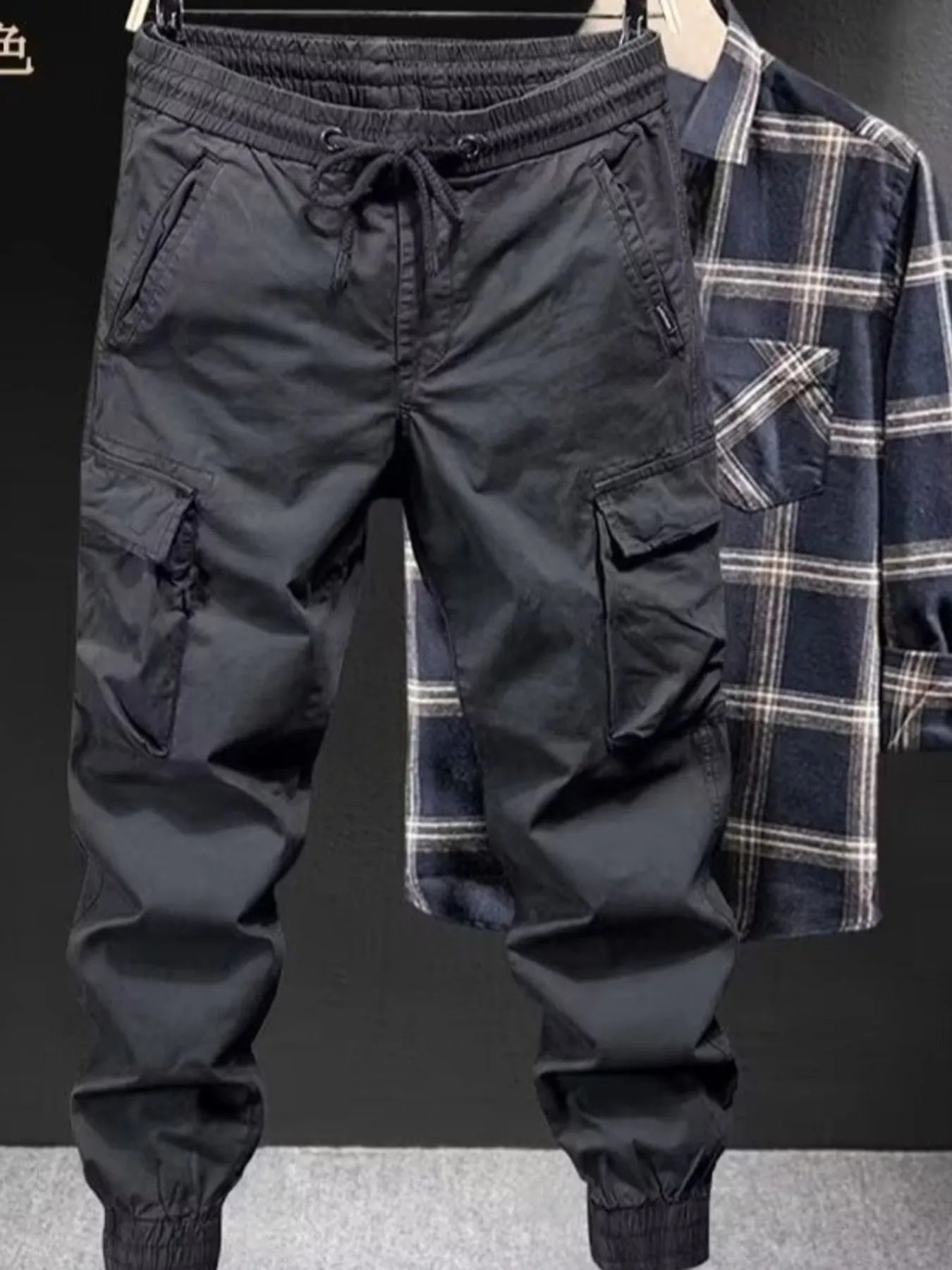 Men's Plus Size Drawstring Joggers with Pockets Gray Easy Apparels