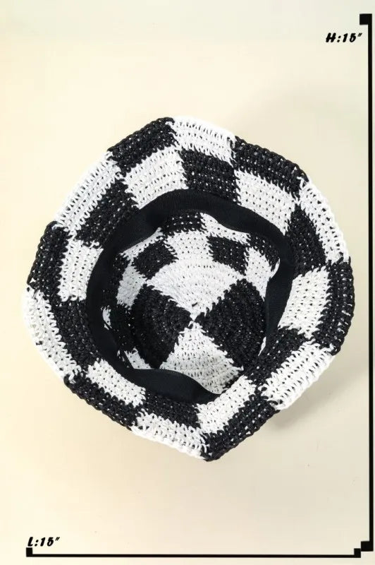 Fame Checkered Pattern Knit Bucket Hat Easy Apparels