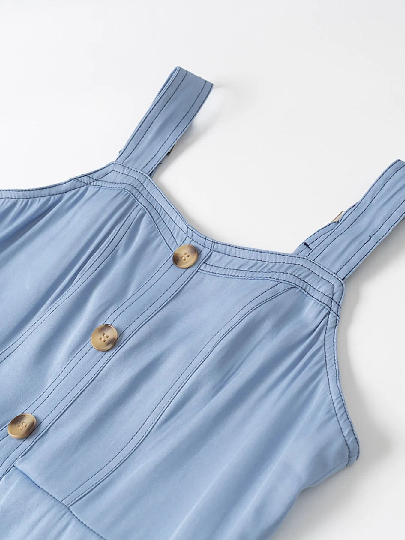 Wide Strap Sweetheart Neck Denim Dress Easy Apparels