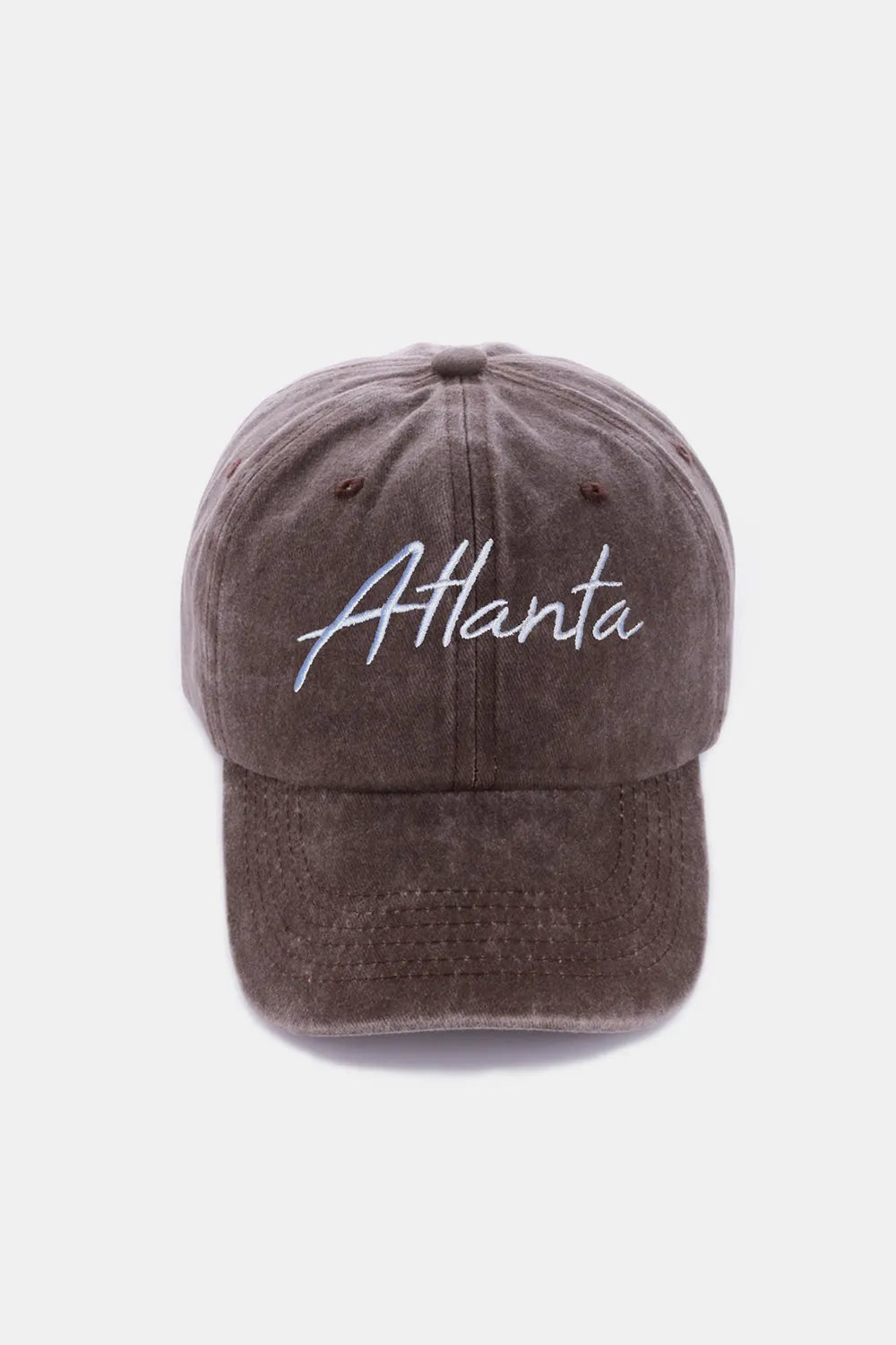 Zenana Washed ATLANTA Embroidered Baseball Cap Atlanta Brown One Size Easy Apparels