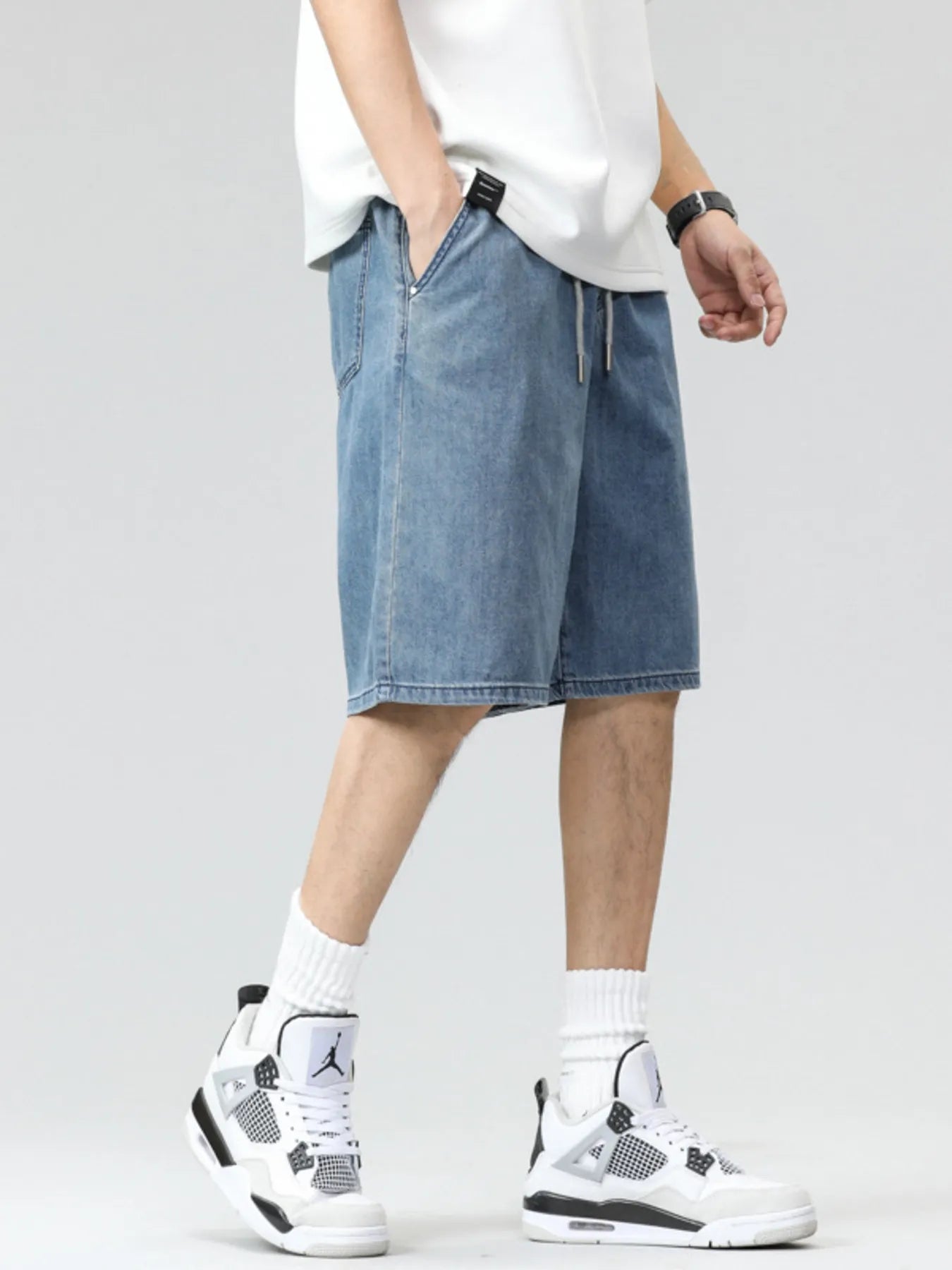 Men's Plus Size Drawstring Denim Shorts Easy Apparels