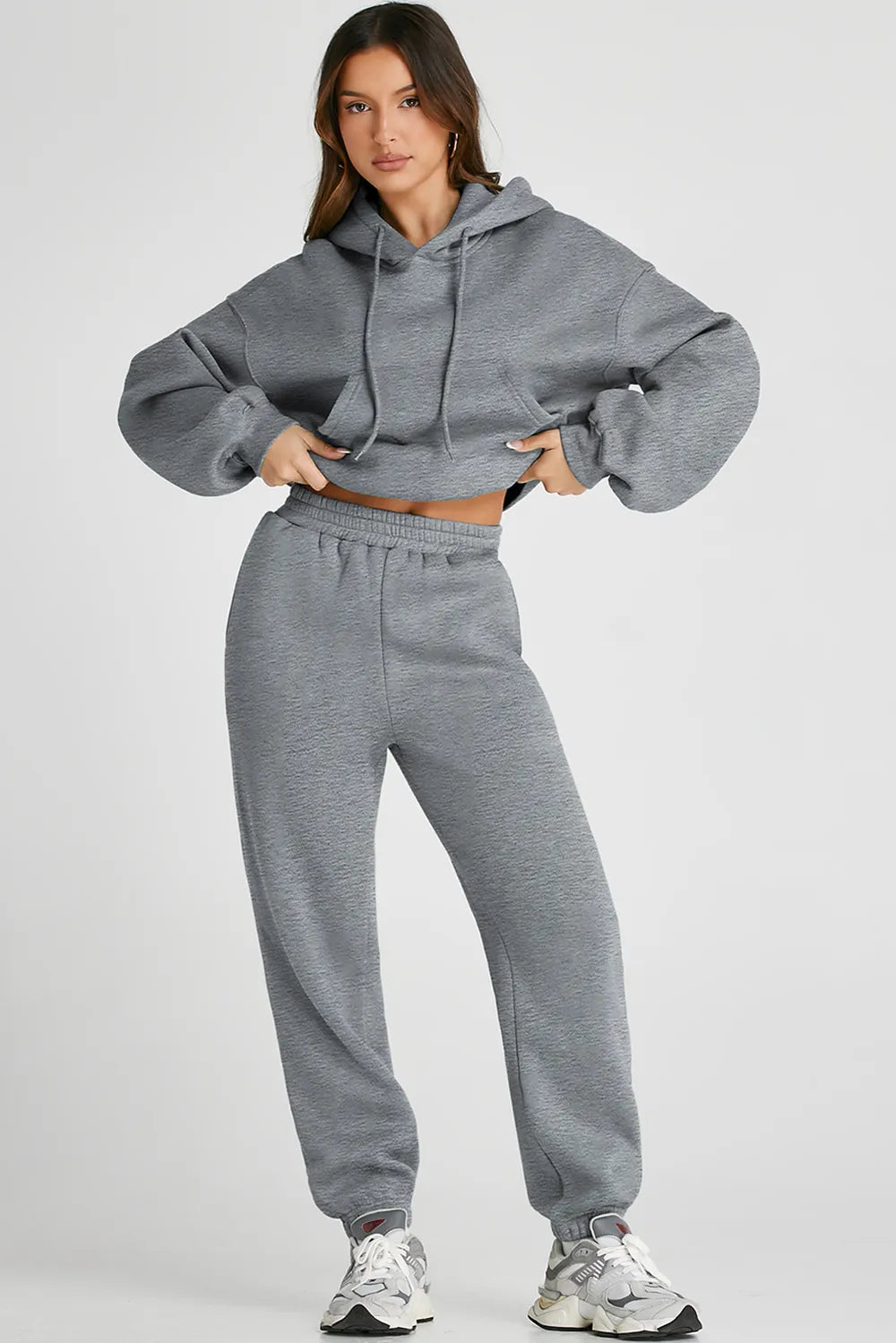 Dropped Shoulder Hooded Top and Pants Active Set Easy Apparels