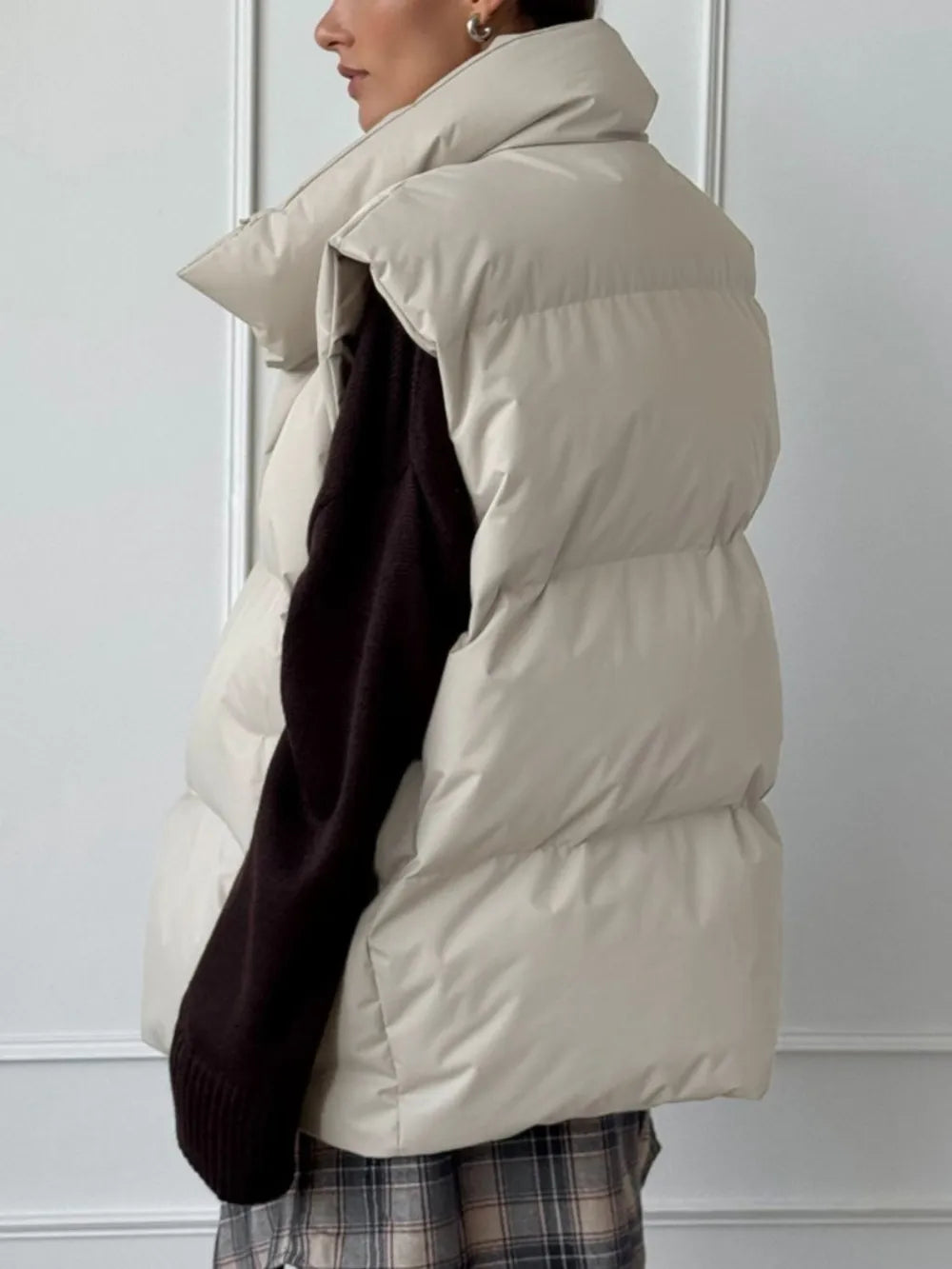 Zip Up Turtleneck Vest Coat Easy Apparels