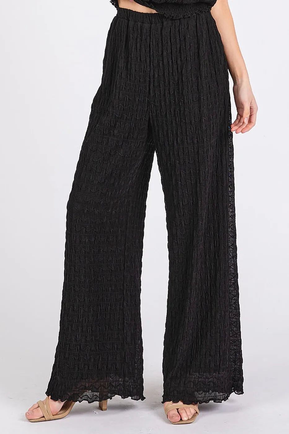 Mittoshop Textured Stretchy Crop Tank and Pants Set Easy Apparels