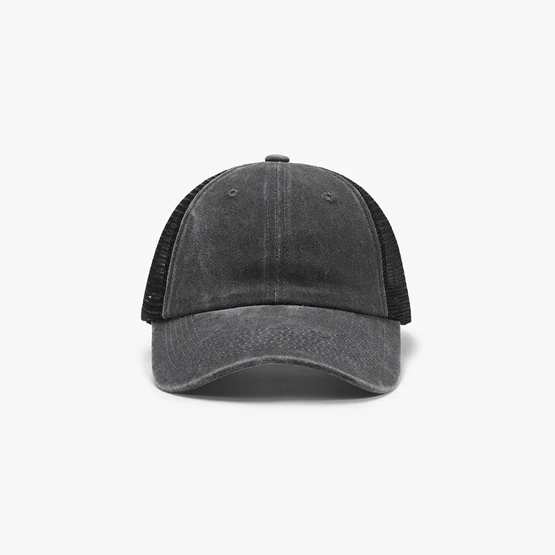Breathable Mesh Adjustable Baseball Cap Dark Gray One Size Easy Apparels