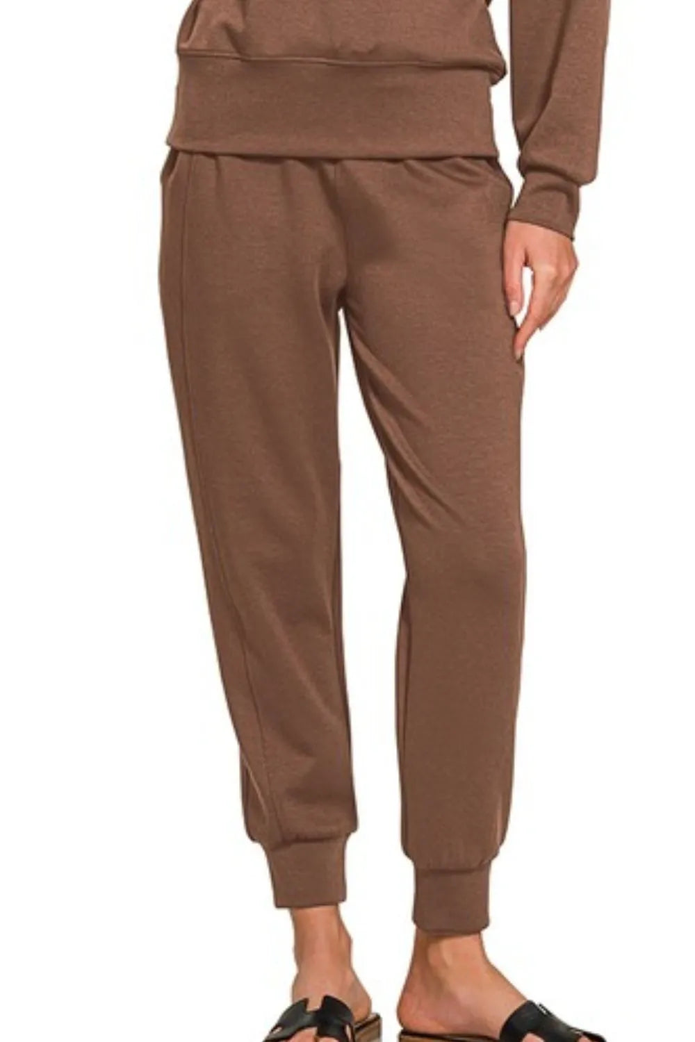Zenana Scuba Crewneck Pullover & Joggers 2 Pieces Set Easy Apparels