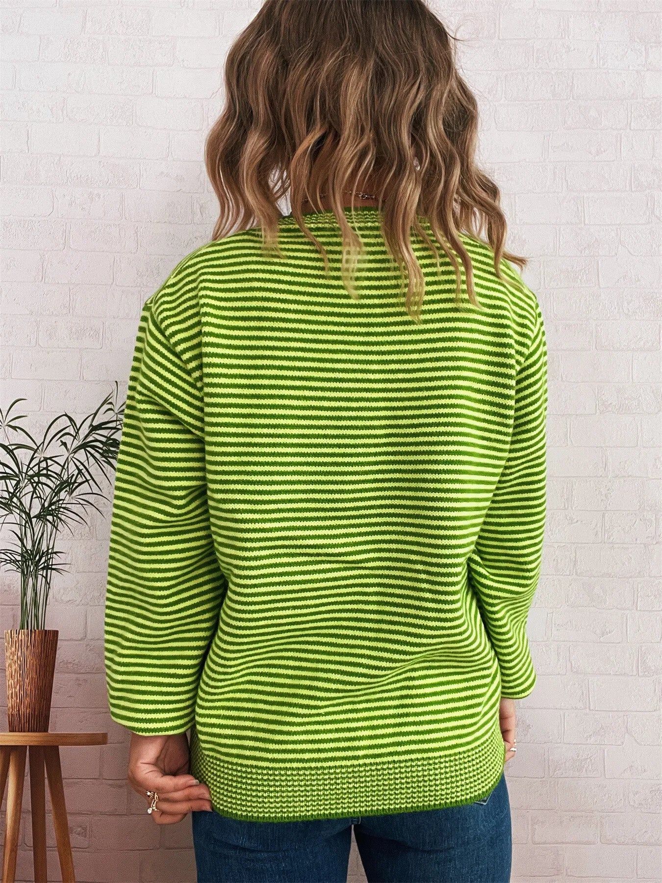 Striped Button Up Long Sleeve Cardigan Easy Apparels