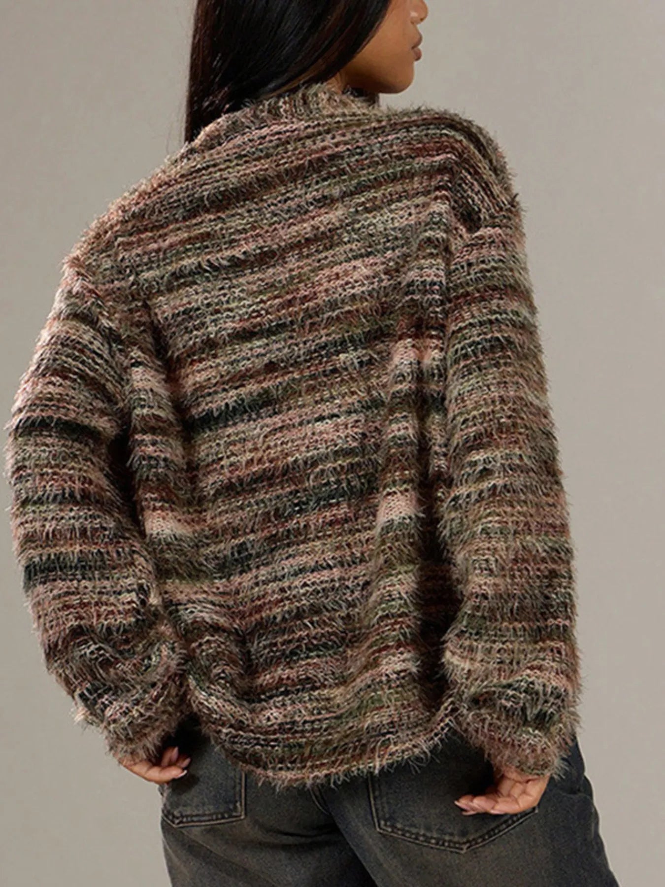 Fuzzy Button Down Chunky Cardigan Easy Apparels