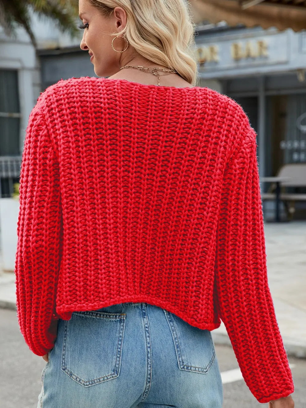 Round Neck Button Up Cardigan with Pockets Easy Apparels