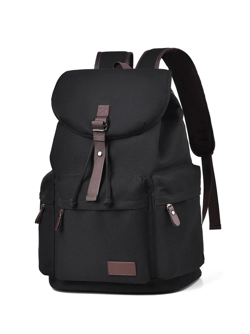Multi Pockets Adjustable Strap Canvas Backpack Bag Black One Size Easy Apparels