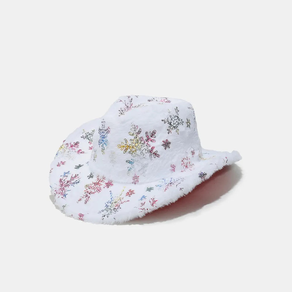Fuzzy Snowflakes Polyester Hat White One Size Easy Apparels