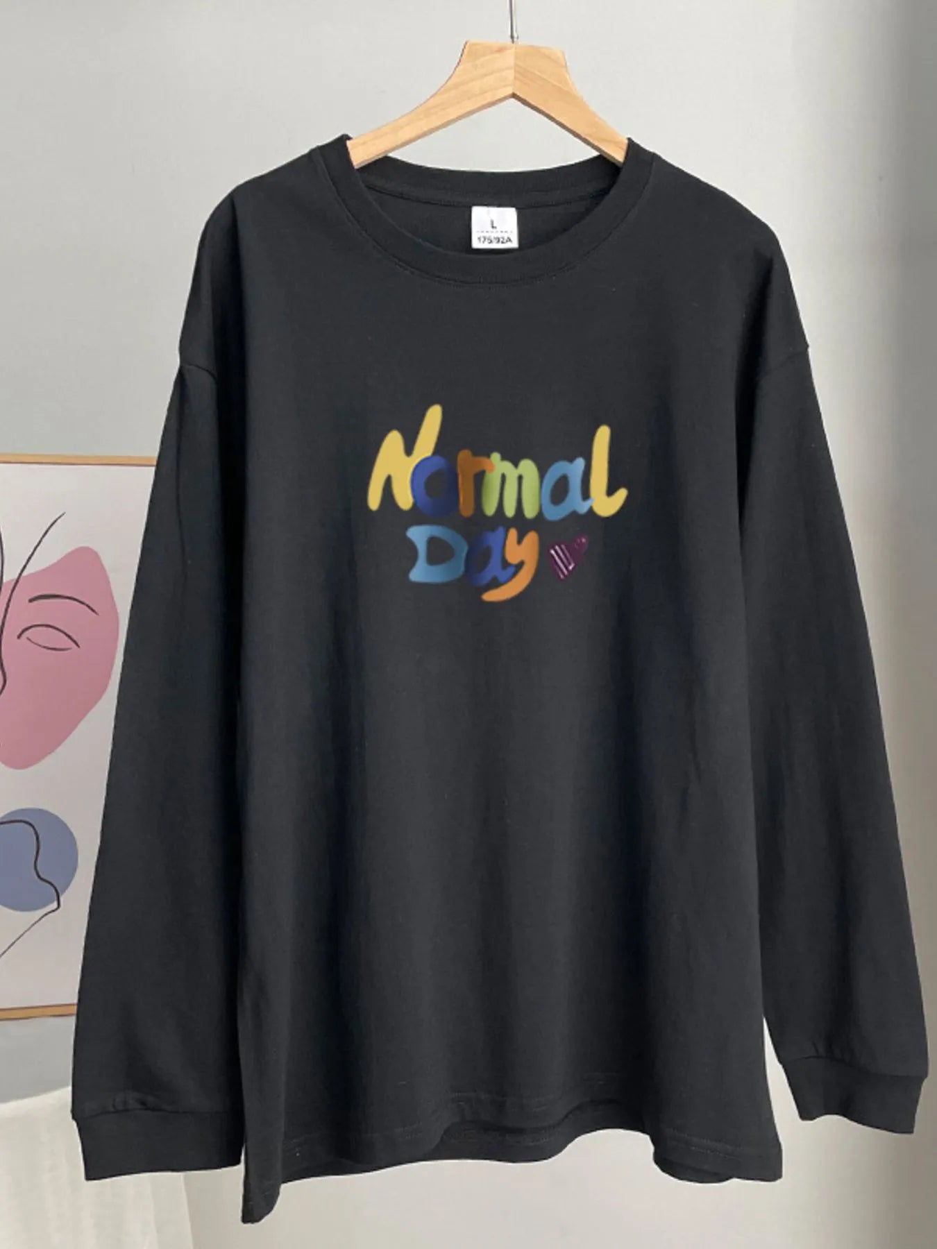 Trendsi Normal Day Long Sleeve T-Shirt Black