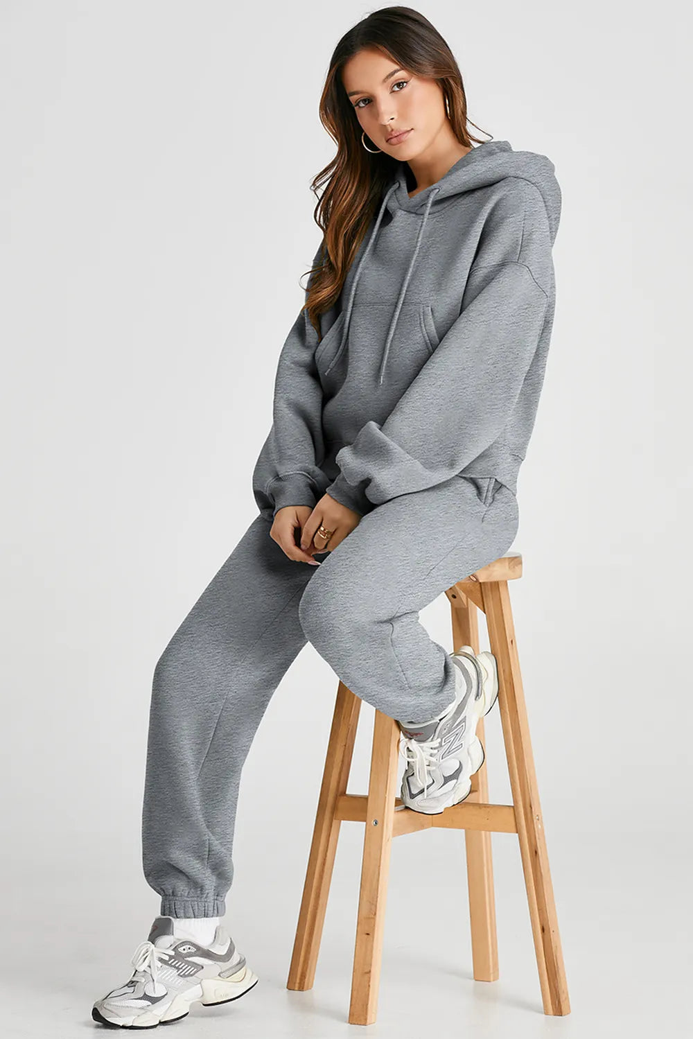 Dropped Shoulder Hooded Top and Pants Active Set Easy Apparels