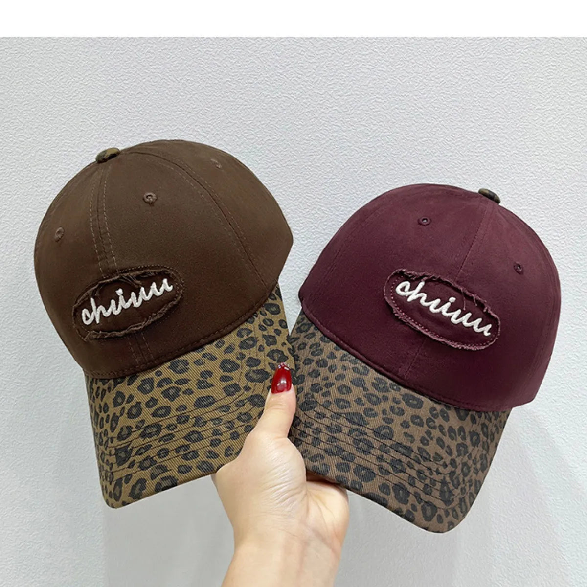 Leopard Print Baseball Cap with Embroidered Letter Easy Apparels
