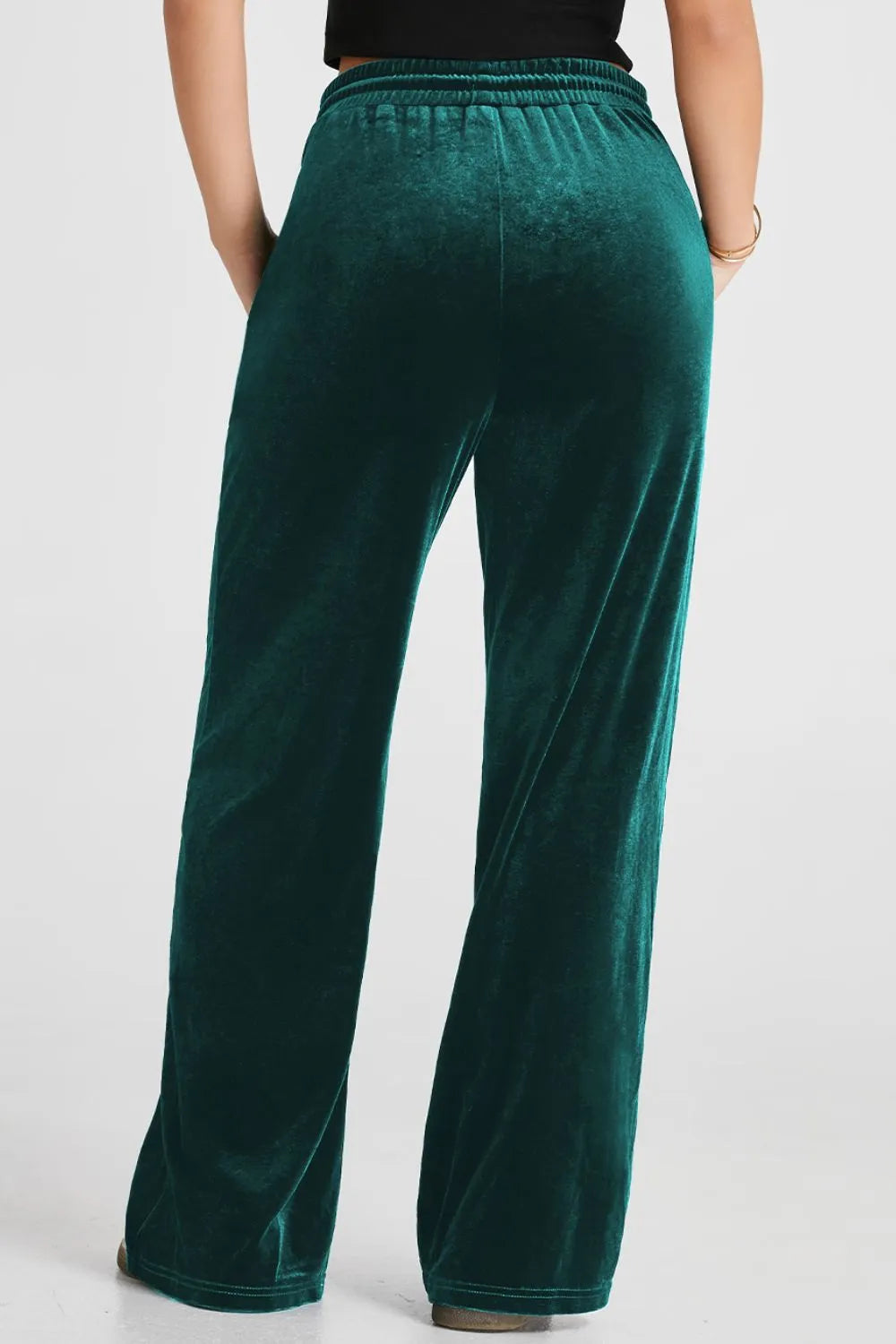 Drawstring Waist Wide Leg Active Pants Easy Apparels