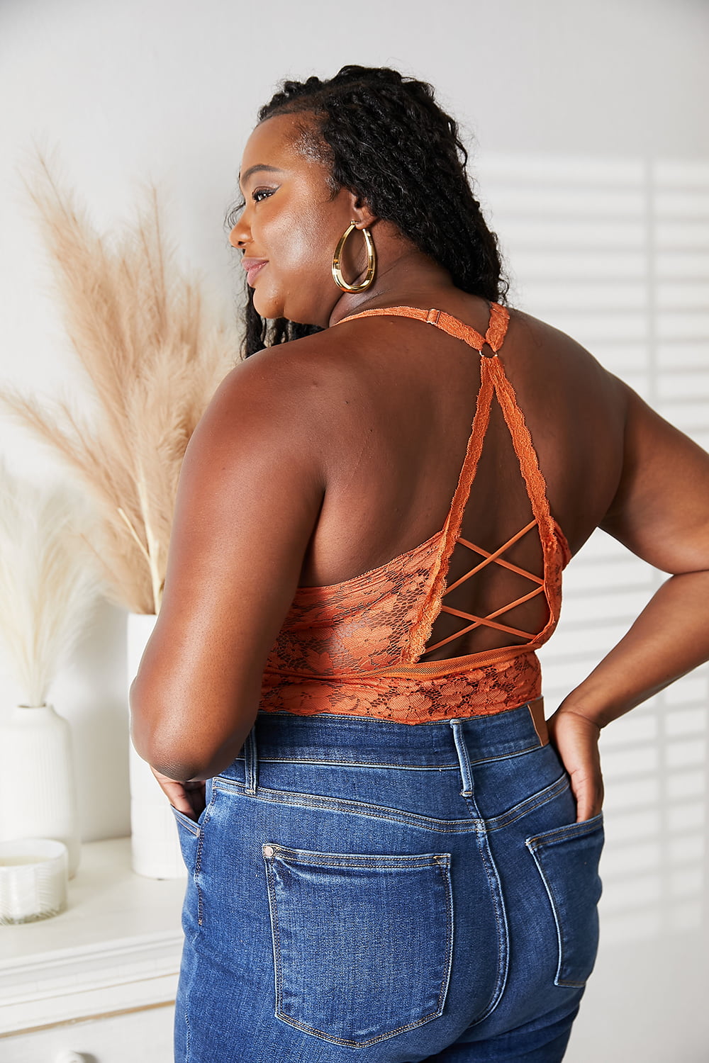 JadyK Juliette Full Size Crisscross Lace Bralette Easy Apparels