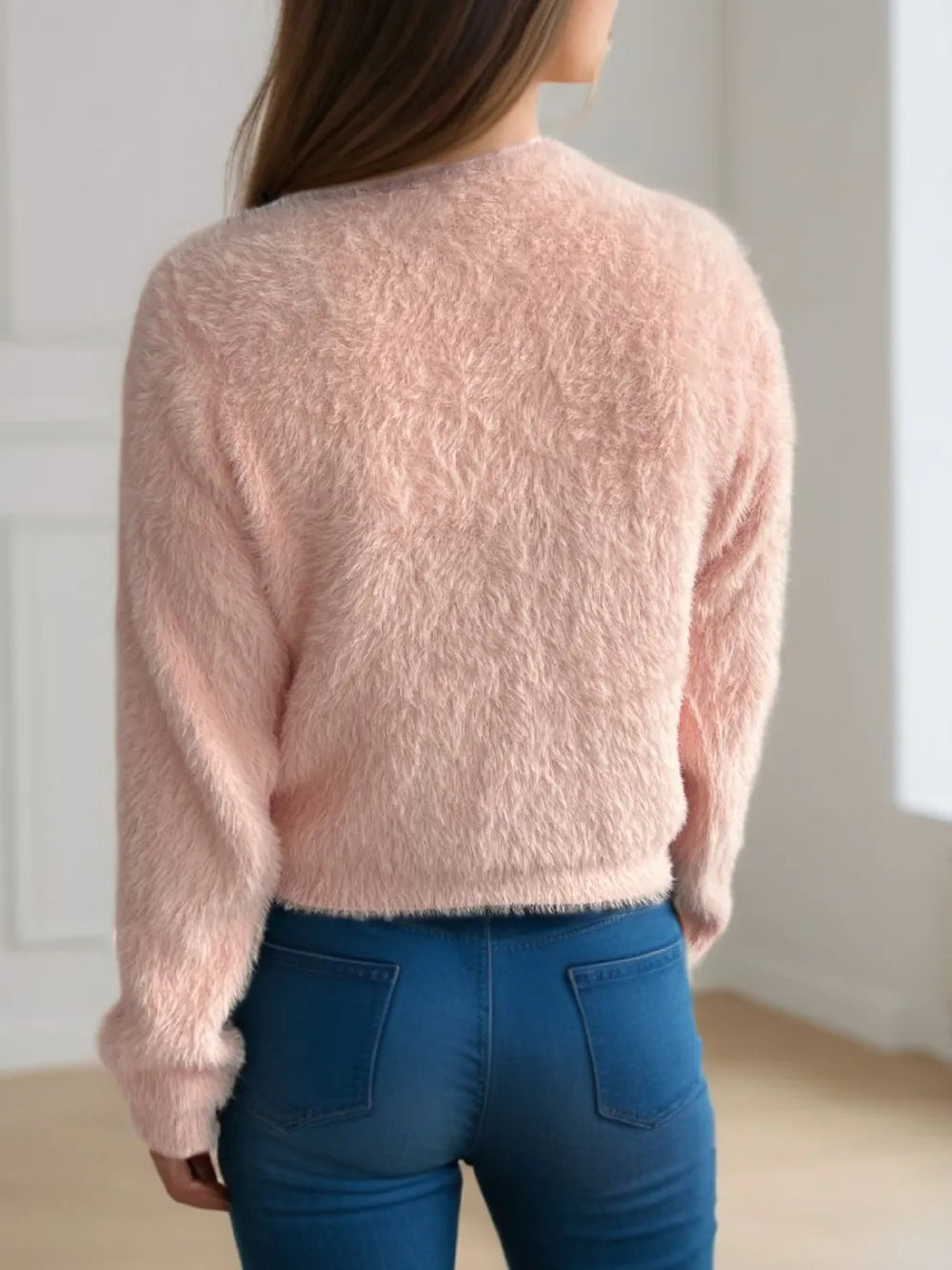 Cutout Knot Button Long Sleeve Cardigan Easy Apparels