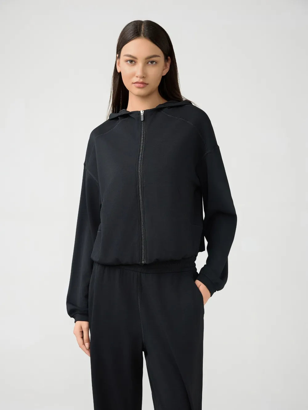 Millennia Zip Up Dropped Shouder Active Hooded Easy Apparels