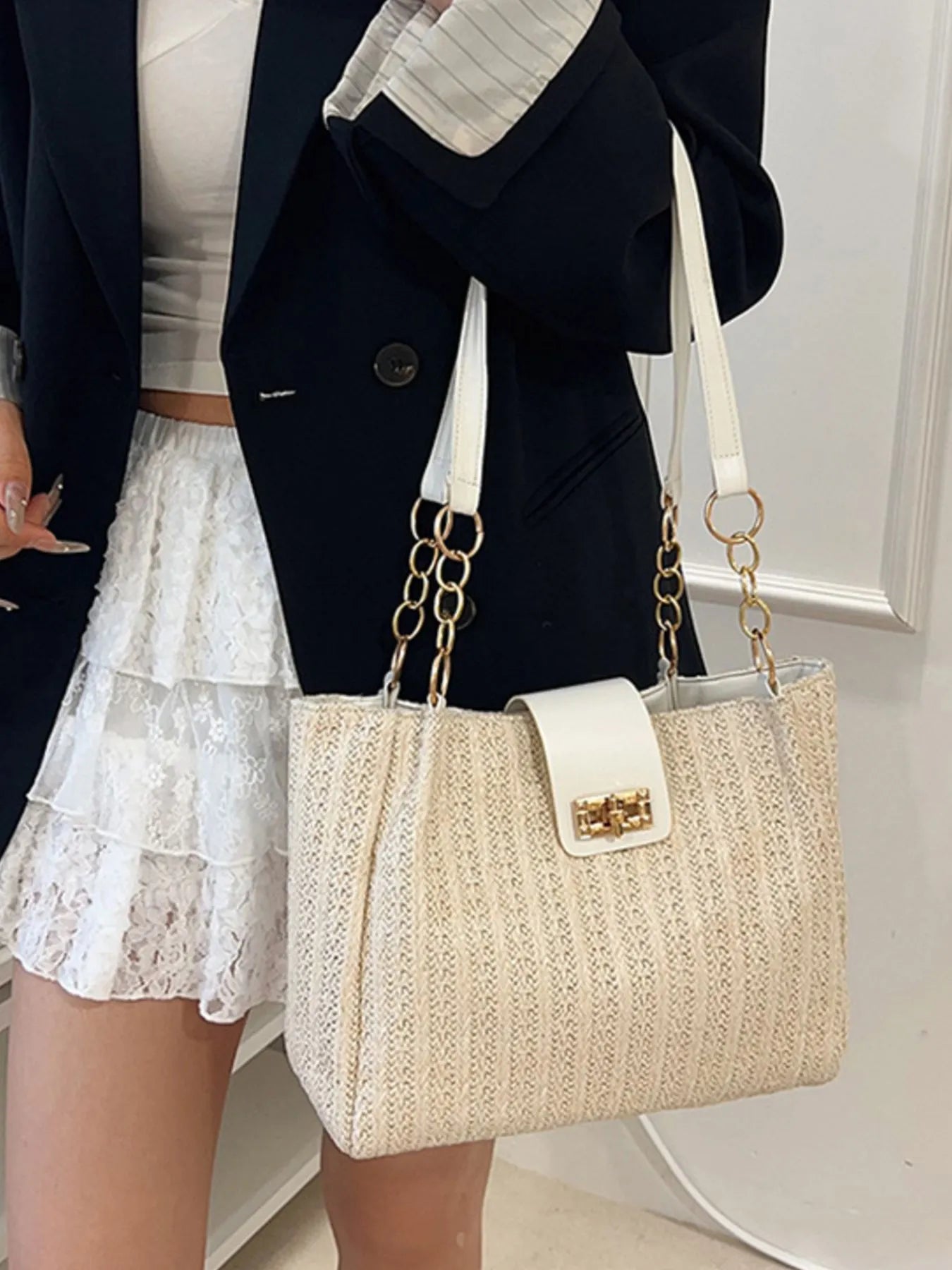 Woven Straw Shoulder Bag Easy Apparels