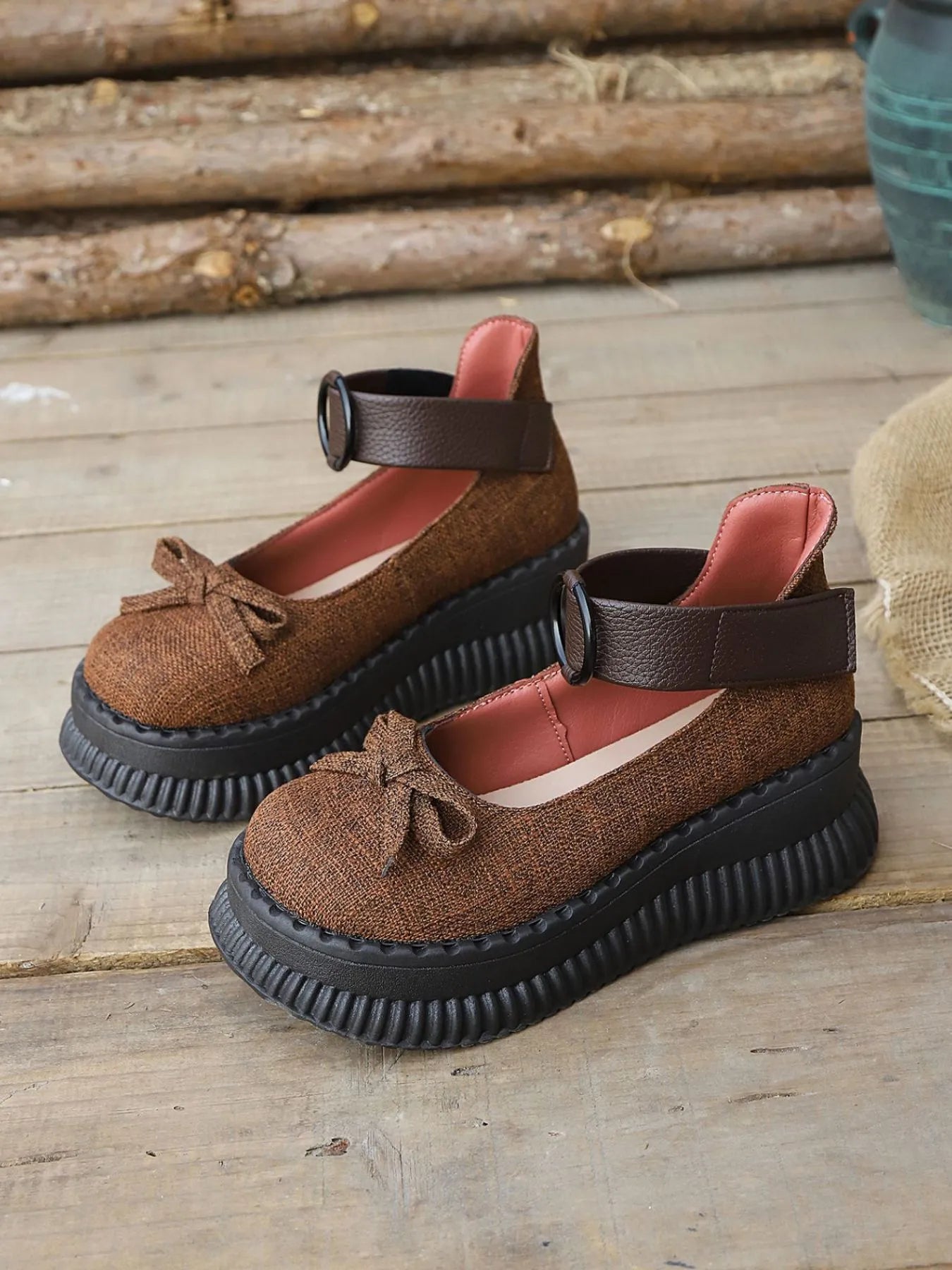 Bow Round Toe Platform Loafers Easy Apparels