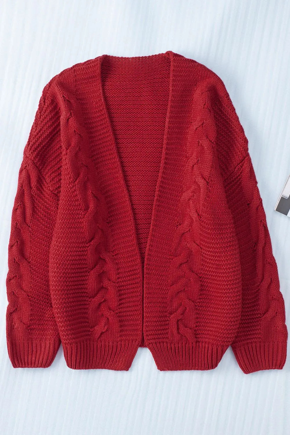 Cable-Knit Open Front Cardigan Easy Apparels