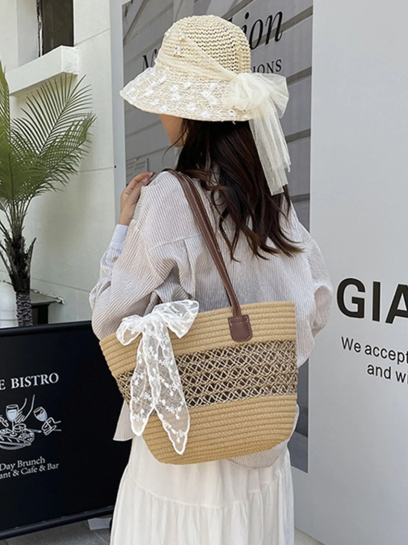 Woven Straw Shoulder Bag Easy Apparels