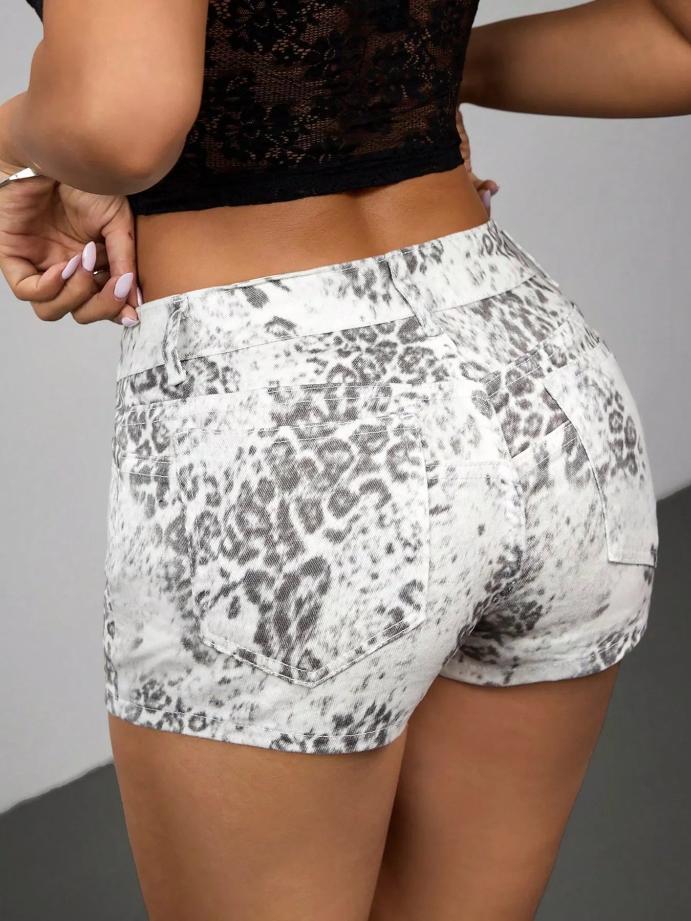 Leopard Print Denim Shorts Easy Apparels