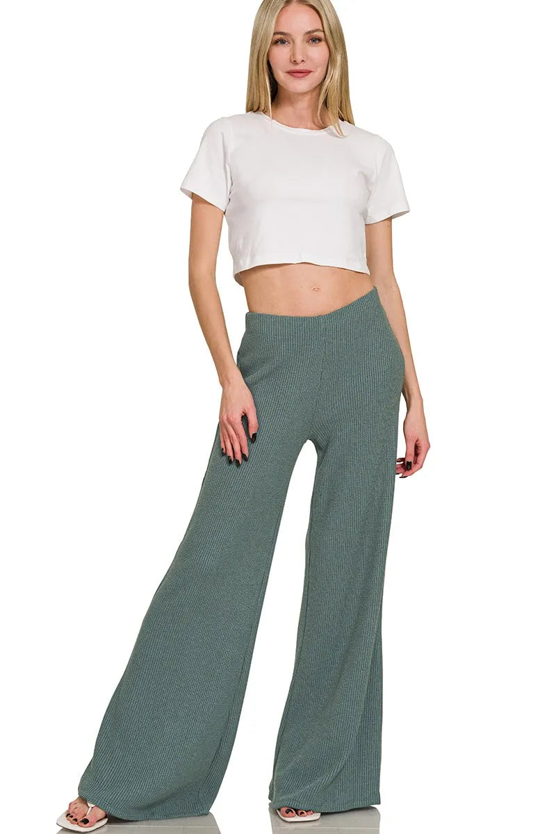 Zenana Mock Neck Top and Pants Sweater Set Easy Apparels
