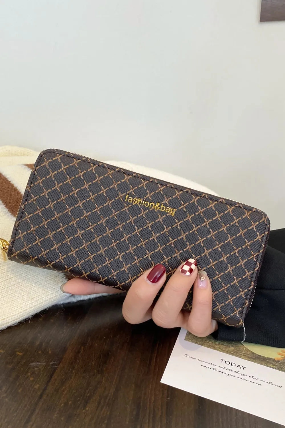 PU Leather Plaid Wallet Easy Apparels