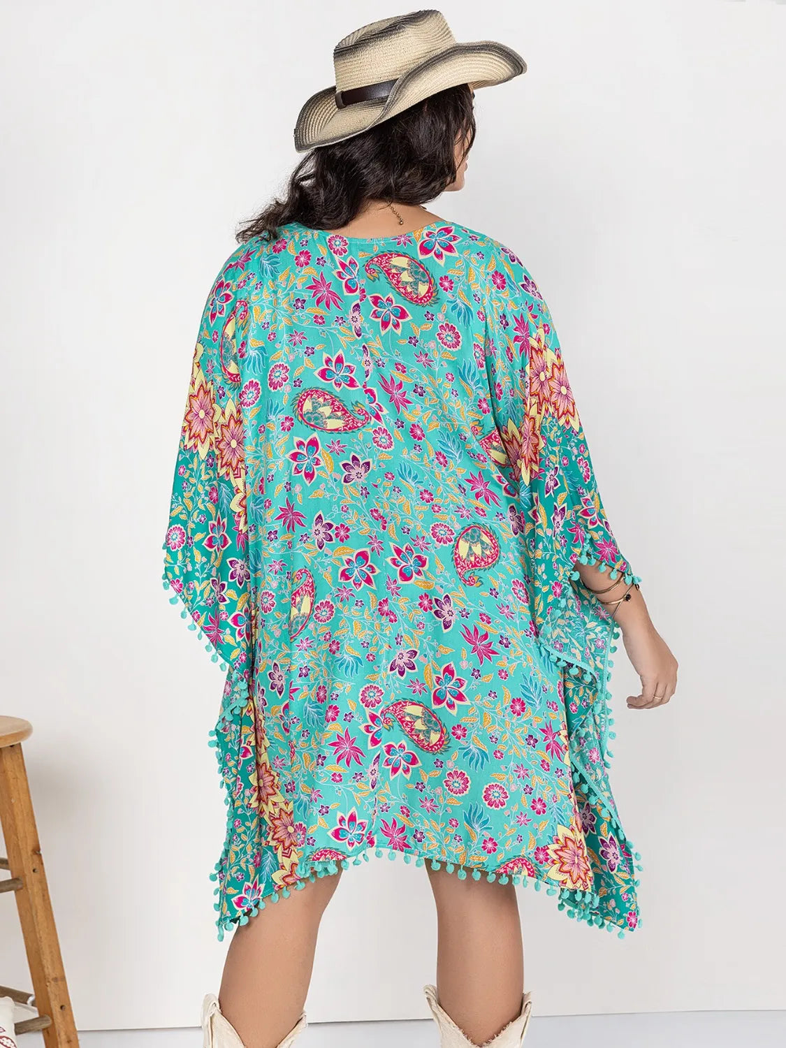 Plus Size Printed Open Front Cover-Up Easy Apparels