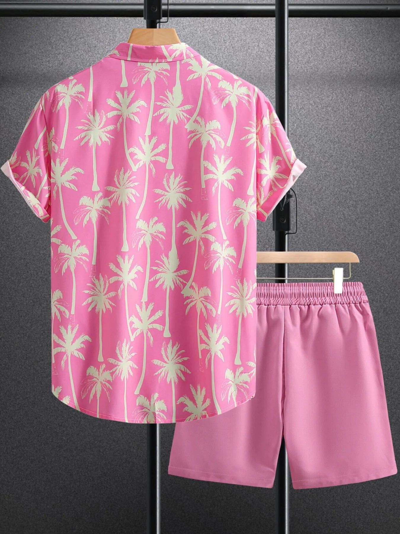 Men's Palm Tree Print Top and Shorts Summer Set Easy Apparels