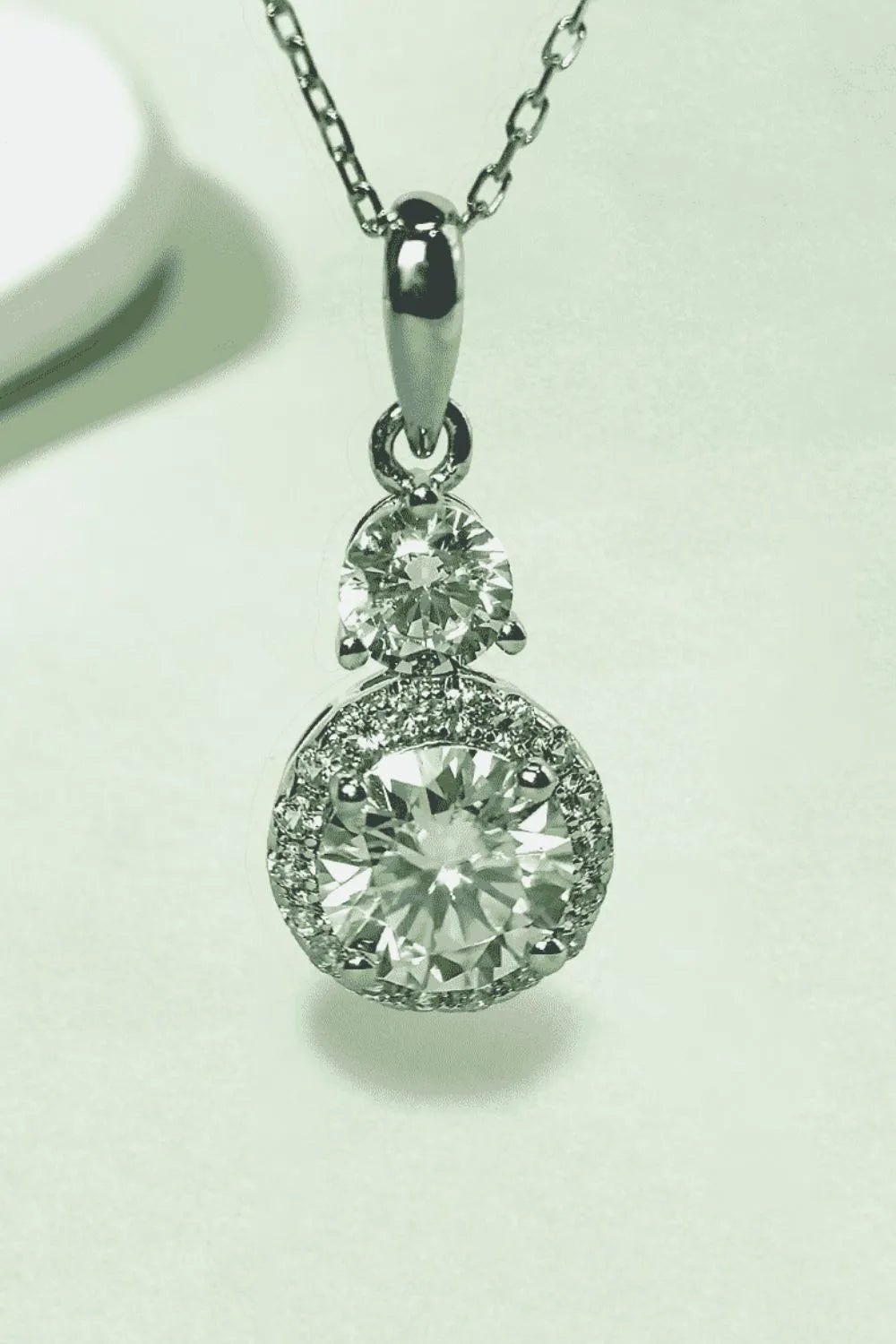 1 Carat Moissanite 925 Sterling Silver Pendant Necklace Silver One Size Easy Apparels