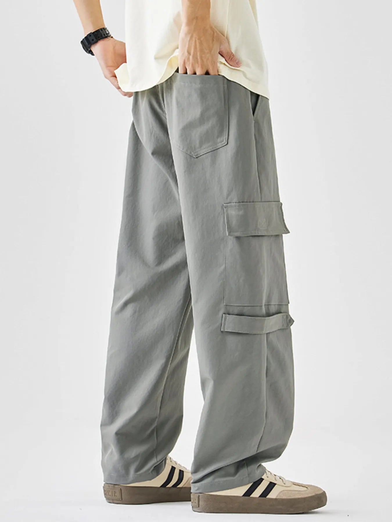 Men's Plus Size Multi-Pocket Cargo Utility Pants with Drawstring Waist Easy Apparels