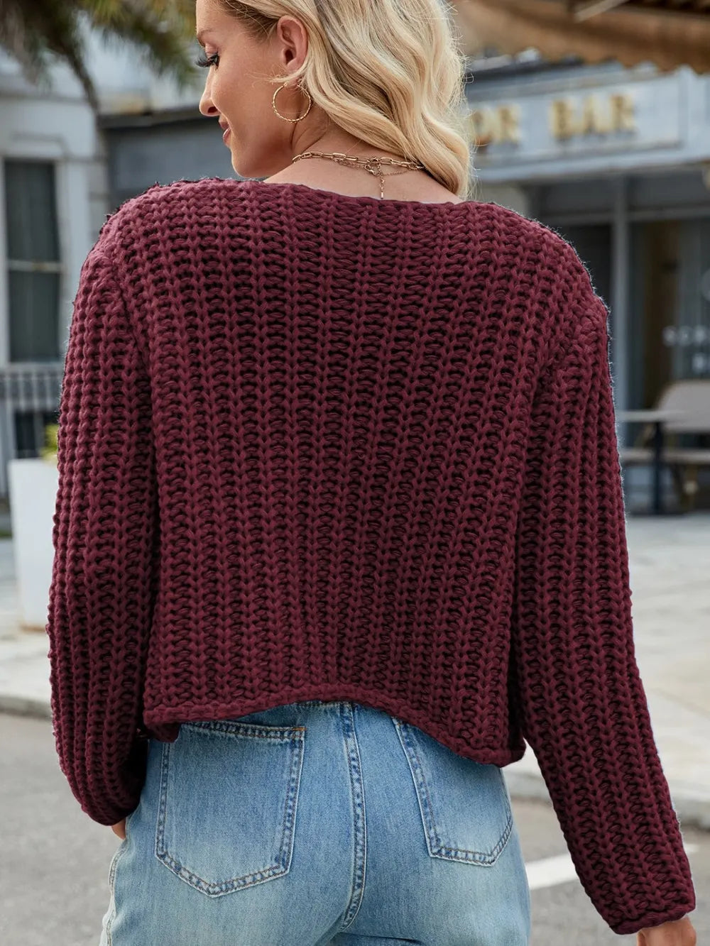 Round Neck Button Up Cardigan with Pockets Easy Apparels
