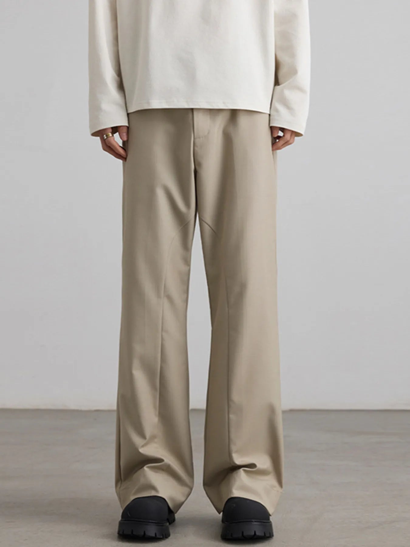 Men's Classic Wide-Leg Pants Beige Color Easy Apparels