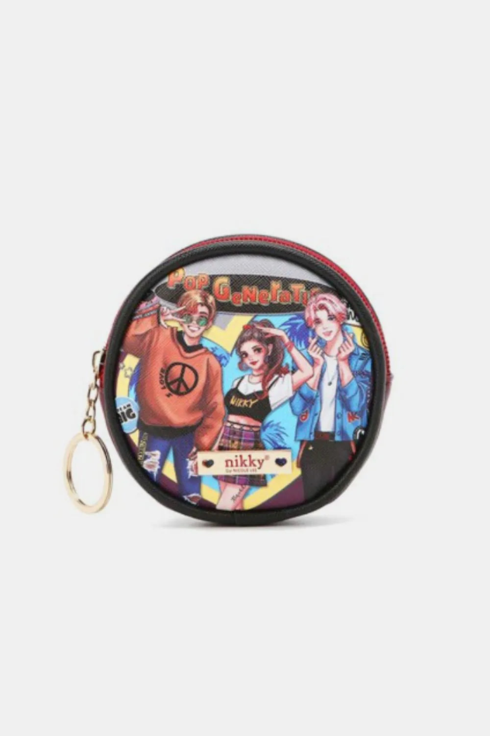 Nicole Lee USA Keychain Round Coin Purse Pop Generation One Size Easy Apparels