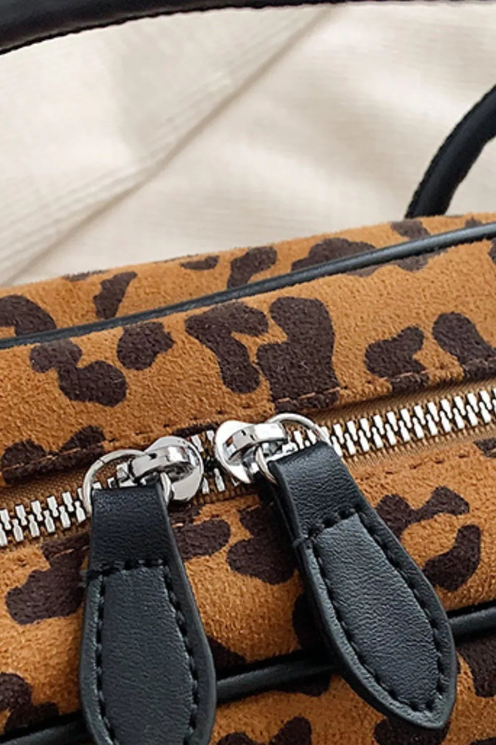 Leopard Suede Medium Shoulder Bag Easy Apparels