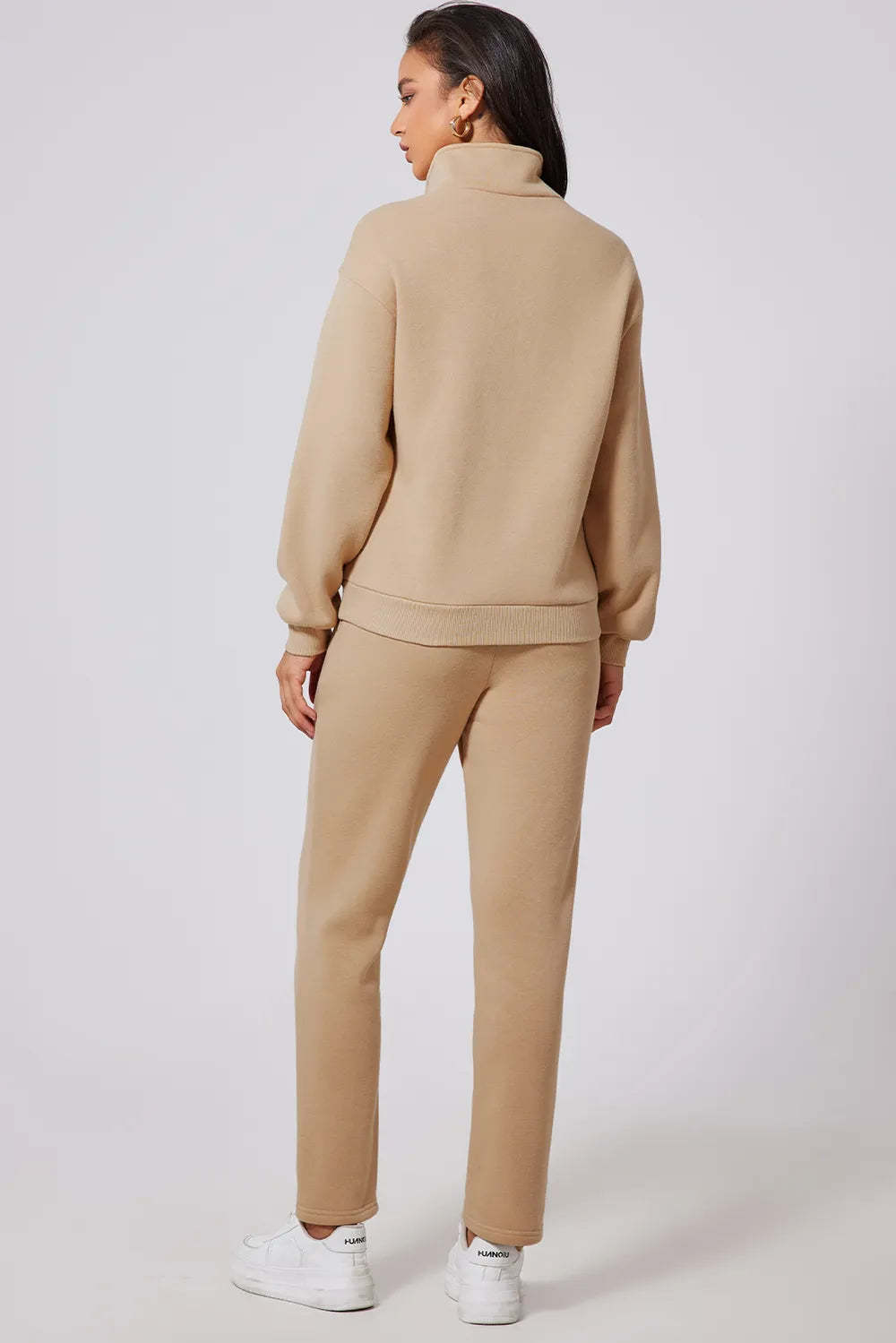 Half Snap Turtleneck Top and Pants Active Set Easy Apparels