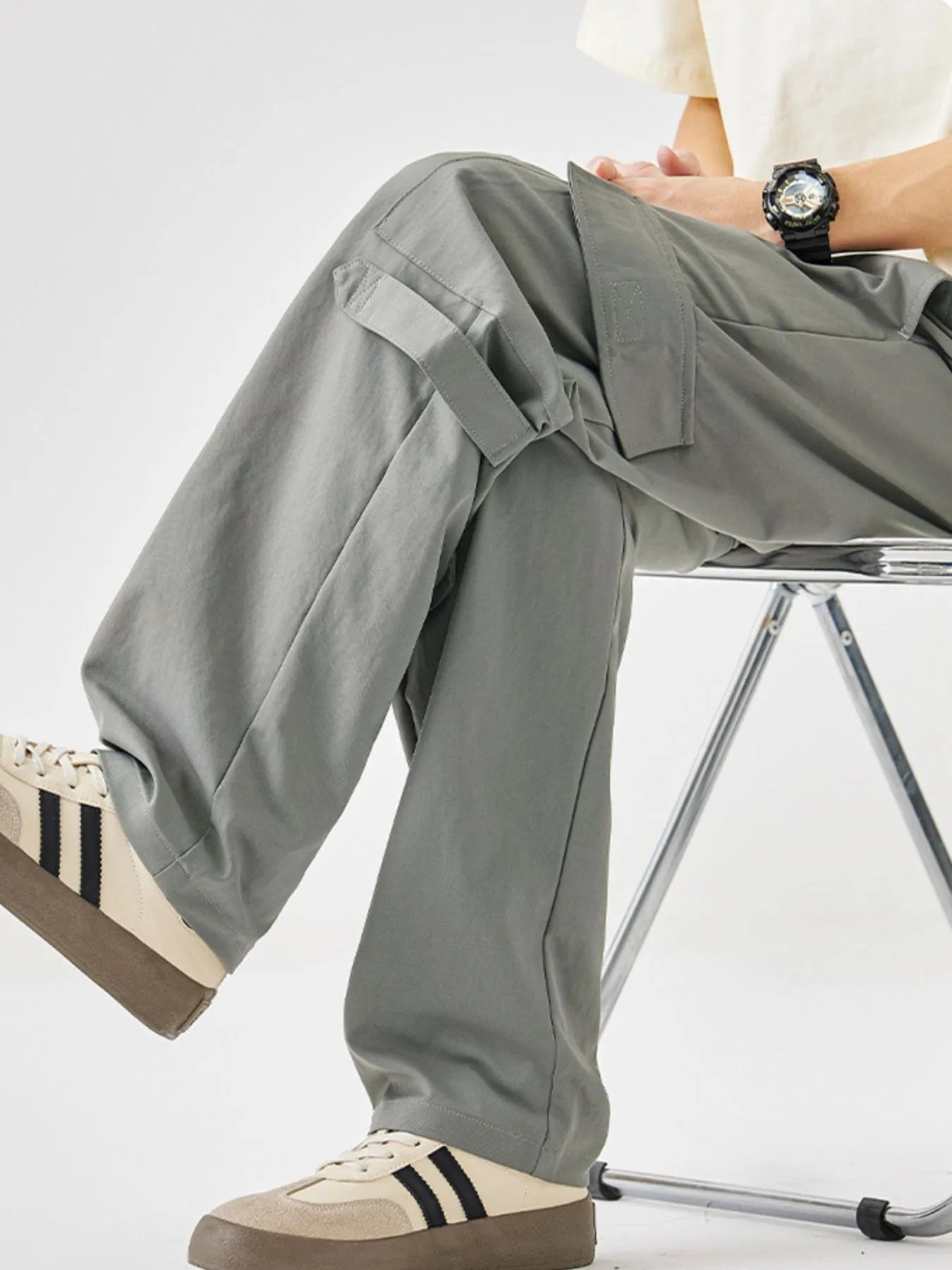 Men's Plus Size Multi-Pocket Cargo Utility Pants with Drawstring Waist Easy Apparels