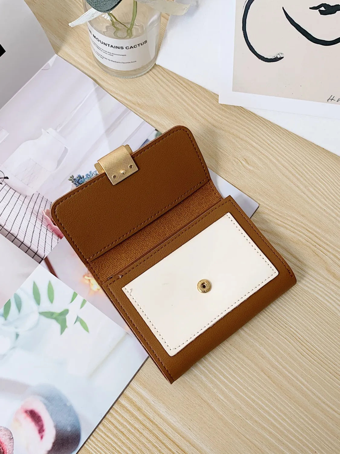 Contrast PU Leather Wallet Easy Apparels