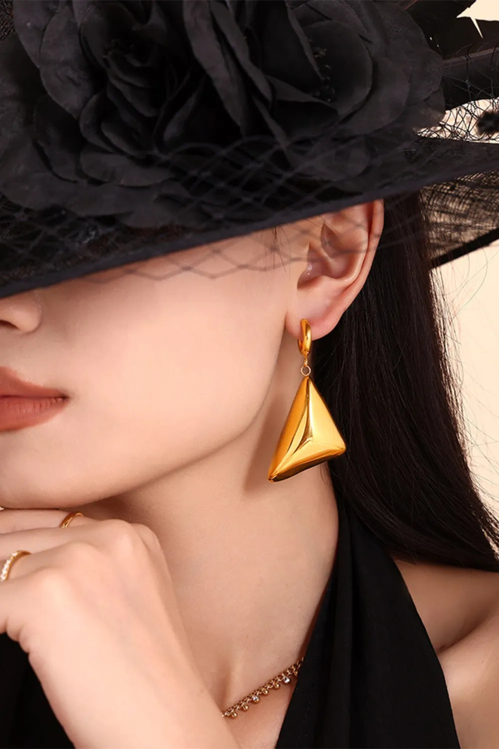 18K Gold-Plated Triangle Dangle Earrings Easy Apparels